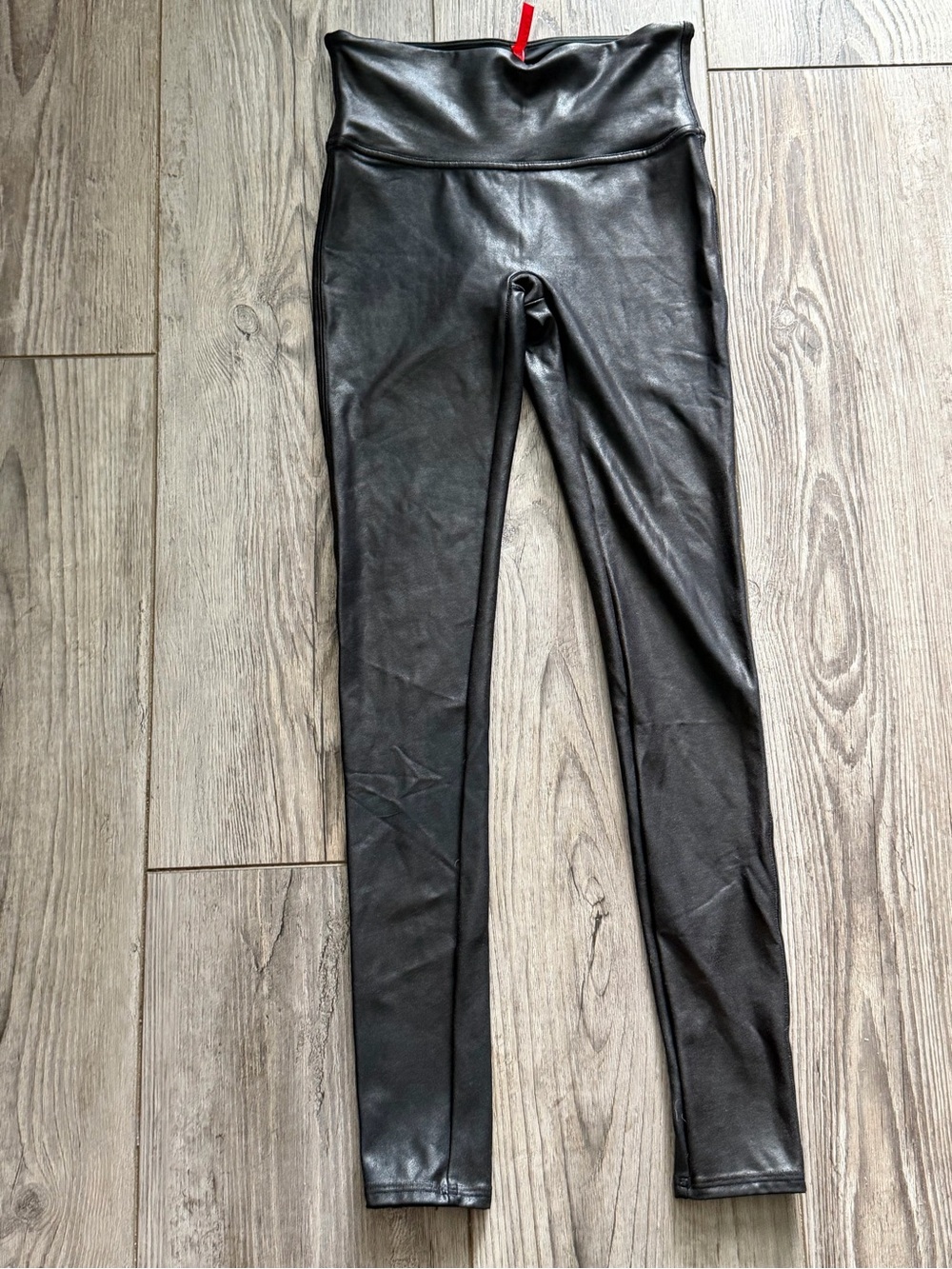 SPANX Black Faux Leather High-Waist Jeggings size M